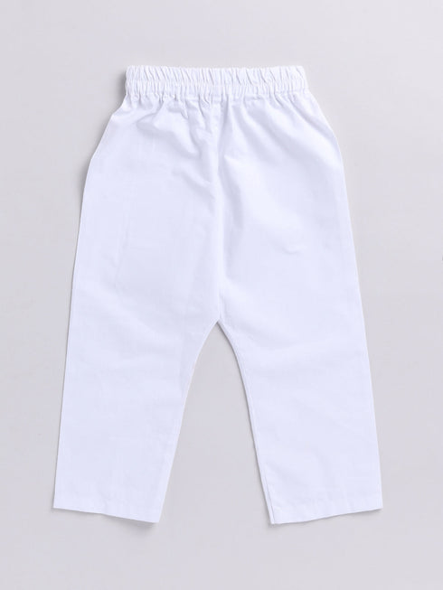 Infant Boy's Yellow And White Cotton Kurta Pyjama Set