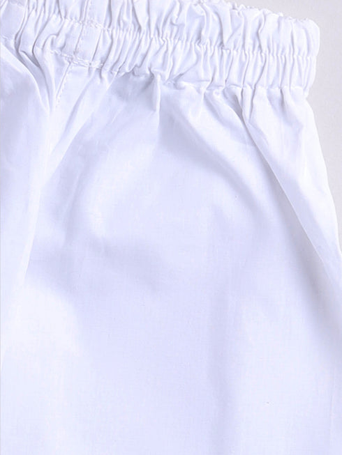 Infant Boy's Yellow And White Cotton Kurta Pyjama Set