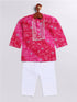 Infant Boy's Pink And White Cotton Kurta Pyjama Set