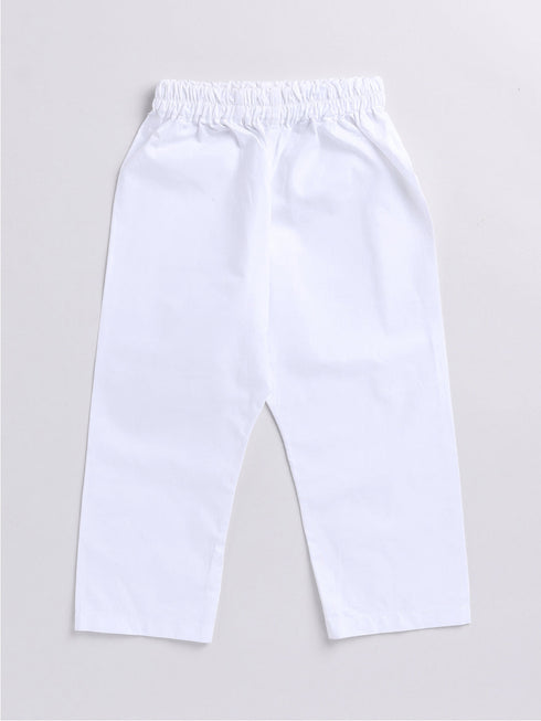 Infant Boy's Pink And White Cotton Kurta Pyjama Set