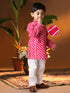 Infant Boy's Pink And White Cotton Kurta Pyjama Set