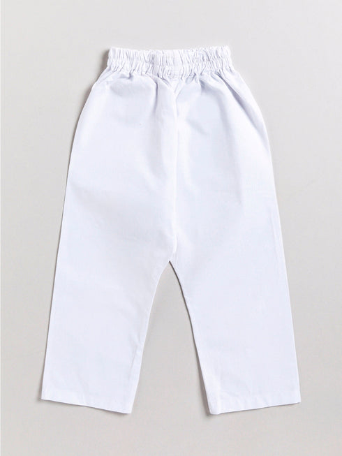 Infant Boy's Yellow And White Cotton Kurta Pyjama Set