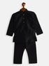 Boy's Black Silk Blend Kurta Pyjama Set