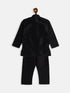 Boy's Black Silk Blend Kurta Pyjama Set