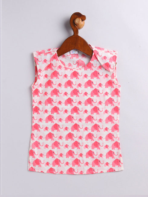 Infant Boy's Pink Cotton Blend Kurta Pyjama Set