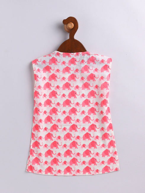 Infant Boy's Pink Cotton Blend Kurta Pyjama Set