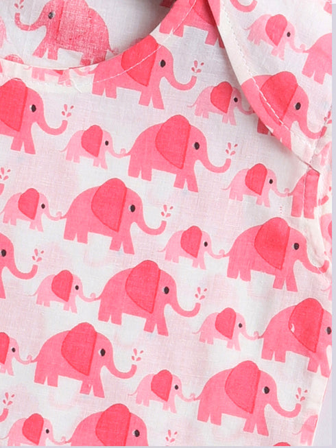 Infant Boy's Pink Cotton Blend Kurta Pyjama Set