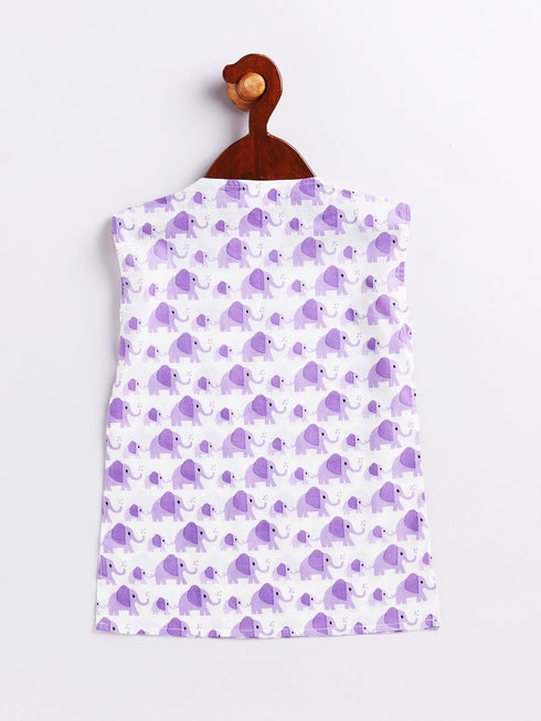 Infant Boy's Purple Cotton Blend Kurta Pyjama Set