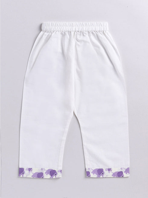 Infant Boy's Purple Cotton Blend Kurta Pyjama Set