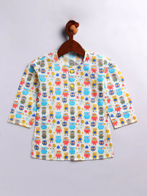 Infant Boy's Multicolor Cotton Blend Kurta Pyjama Set