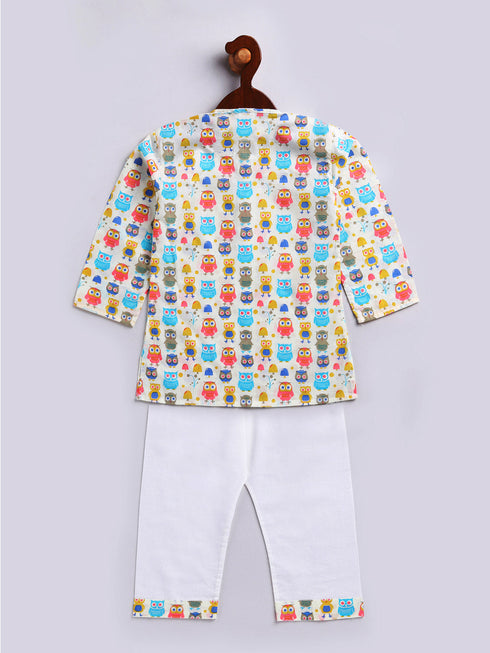 Infant Boy's Multicolor Cotton Blend Kurta Pyjama Set
