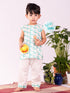 Infant Boy's Aqua Cotton Kurta Pyjama Set
