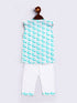 Infant Boy's Aqua Cotton Kurta Pyjama Set