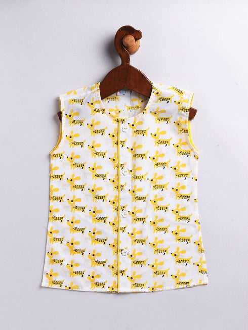 Infant Boy's Yellow Cotton Kurta Pyjama Set