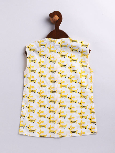 Infant Boy's Yellow Cotton Kurta Pyjama Set