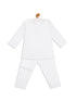 Boy's White Pure Cotton Kurta And Pyjama With Prayer Cap