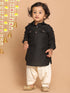 Boy's Black Pathani Kurta With Patiala Set