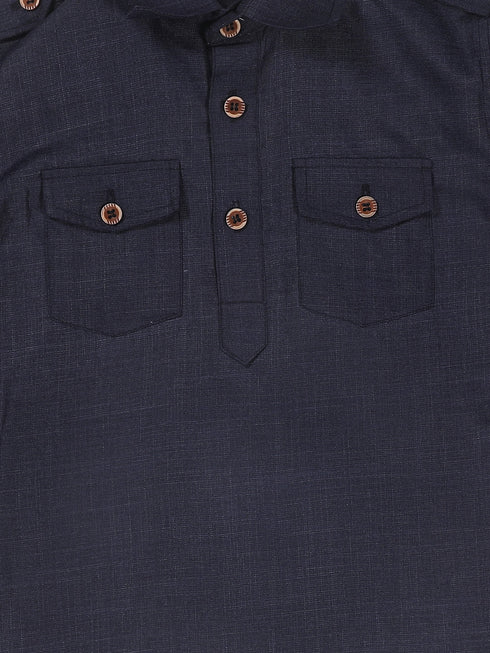 Boy's Blue Pathani Kurta With Patiala Set