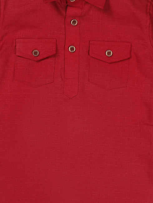 Boy's Maroon Pathani Kurta With Patiala Set