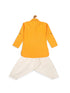 Boy's Yellow Pathani Shape Kurta With Cream Patiala Set