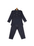 Sishu Boy's Blue Pure Cotton Pathani Kurta With Pyjama Set