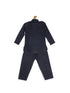 Sishu Boy's Blue Pure Cotton Pathani Kurta With Pyjama Set