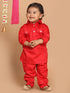 Sishu Boy's Red Pure Cotton Pathani Styl Kurta With Pyjama Set