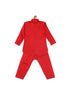 Sishu Boy's Red Pure Cotton Pathani Styl Kurta With Pyjama Set