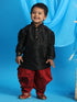 Sishu Boy's Black Kurta And Maroon Cowl Dhoti Set