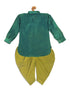 Sishu Boy's Green Kurta And Green Cowl Dhoti Set