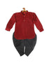 Sishu Boy's Maroon Kurta And Black Cowl Dhoti Set