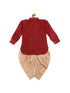Boy's Maroon Kurta With Gold Dhoti Pant Set