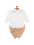 Sishu Boy's White & Rose Gold Kurta With Dhoti Pant Set
