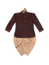 Sishu Boy's Wine Color & Rose Gold Kurta With Dhoti Pant Set