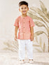Boy's Peach Cotton Kurta Pyjama Set