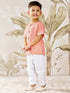 Boy's Peach Cotton Kurta Pyjama Set
