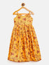 Sishu Girl's Yellow Floral Print Anarkali Kurta With Dupatta