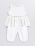 Girl's' White Chanderi Ethnic Combo Set
