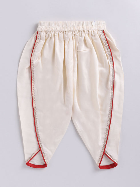 Girl's' Yellow And Cream Dhoti Kurta Set