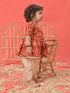 Girl's Red Angrakha Style Patola Print Kurta Dhoti Set
