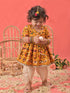 Girl's Yellow Angrakha Style Patola Print Kurta Dhoti Set
