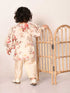 Sishu Girl's Cream Floral Print Kurta Pyjama Set