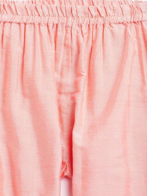 Sishu Girl's' Pink Viscose Kurta And Straight Pant Set