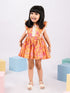 Mustard Floral Cotton Dress For Girl's