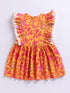 Mustard Floral Cotton Dress For Girl's