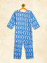 Sishu Girl's' Aqua Blue Ikkat Print Kurta Pant Set