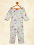 Sishu Girl's Multicolor-Base Cream Kurta Pant Set