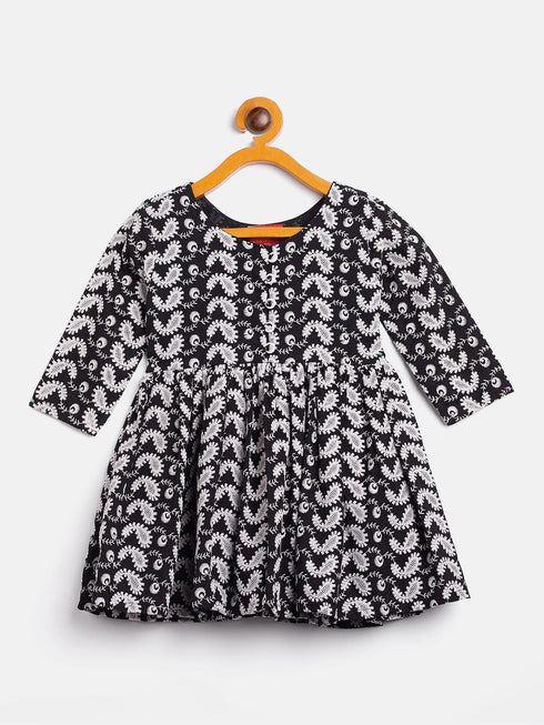 Sishu Girl's Black Chikankari Kurta Leggings Set
