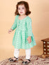 Sishu Girl's Green And White Chikankari Kurta Leggings Set