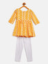 Sishu Girl's Orange Chikankari Kurta Leggings Set